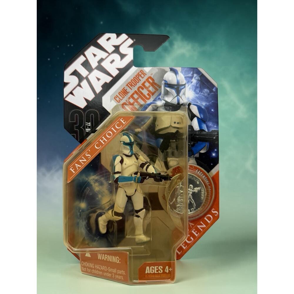 Hasbro Star Wars Saga Legends Clone Trooper Officer Blue 2007 30th Anniversary